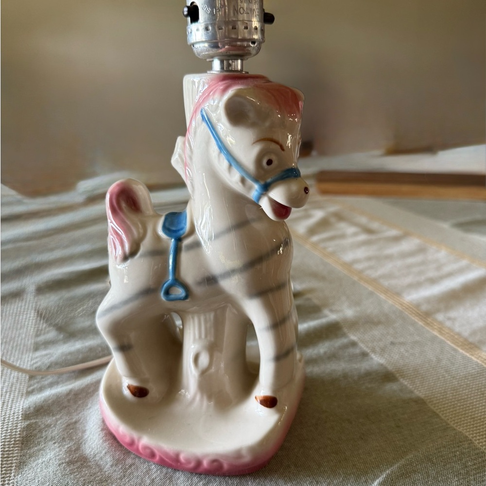 Charming Pink and Cream Horse Lamp